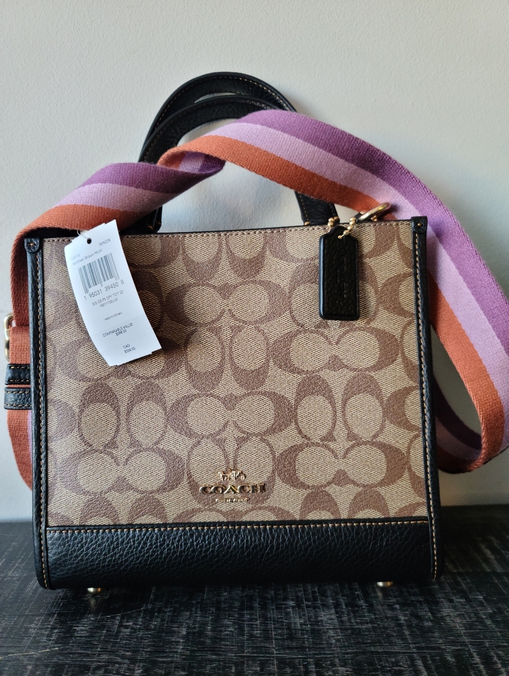 NWT Coach Dempsey Tote Bag 22 In Colourblock Signature Canvas With Disco Patches - Picture 4 of 14